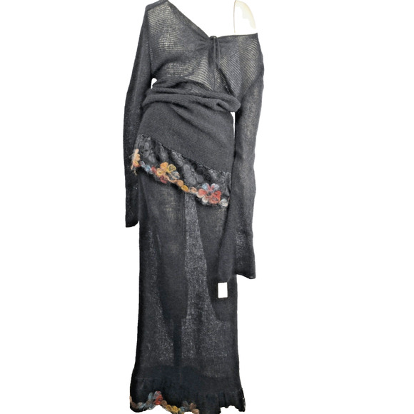 Vintage Marie Louise Angora Sheer Sweater Maxi Skirt Set Avant Garde Size 44 - Picture 4 of 16